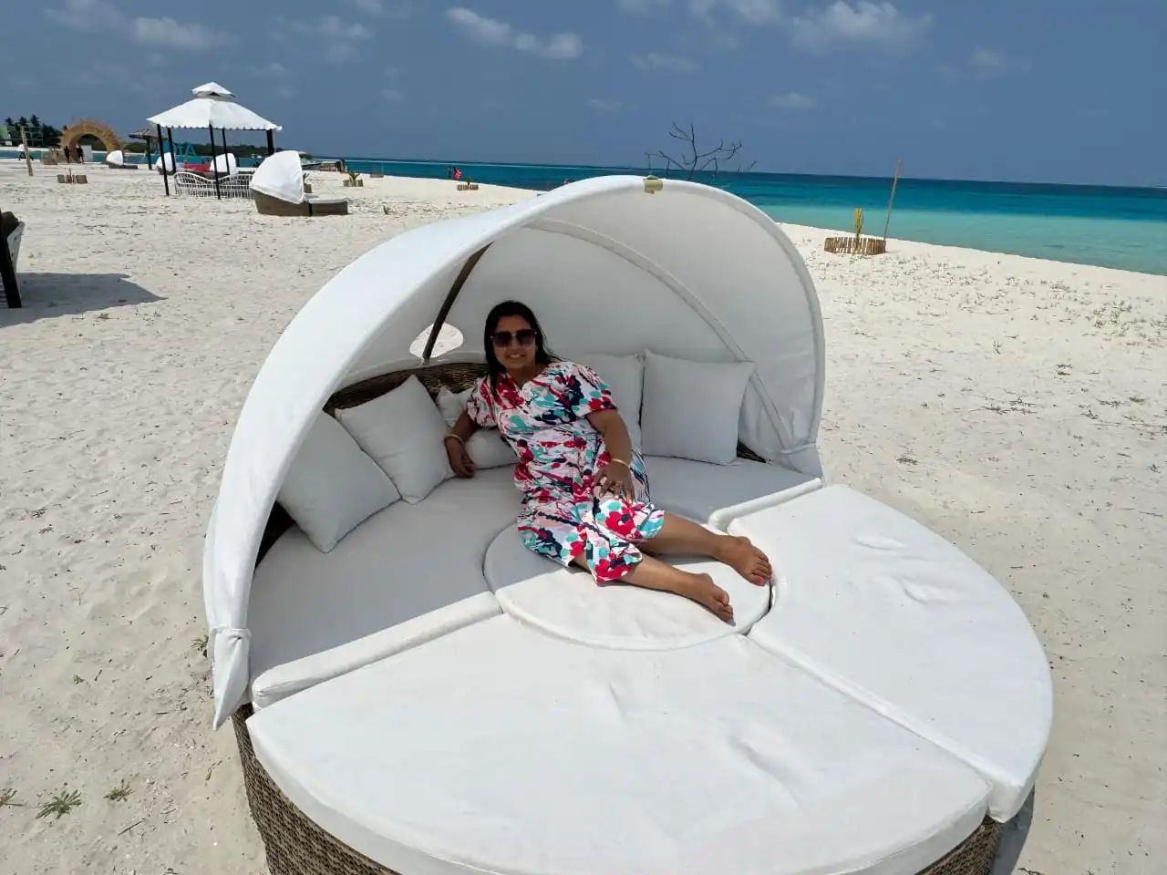 happy guest at tent city bangaram with touristhubindia